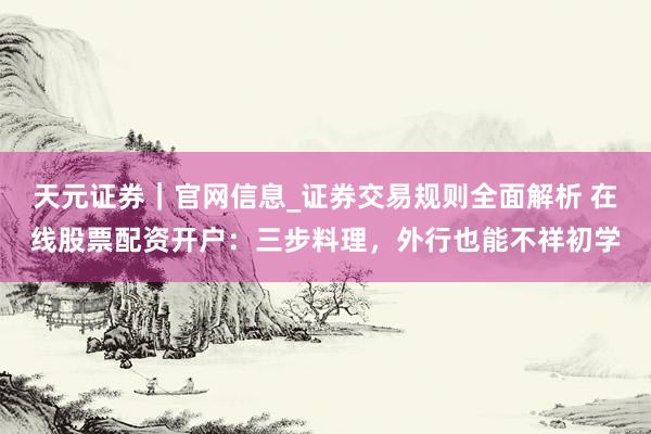 天元证券｜官网信息_证券交易规则全面解析 在线股票配资开户：三步料理，外行也能不祥初学