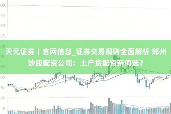 天元证券｜官网信息_证券交易规则全面解析 郑州炒股配资公司：土产货配资奈何选？